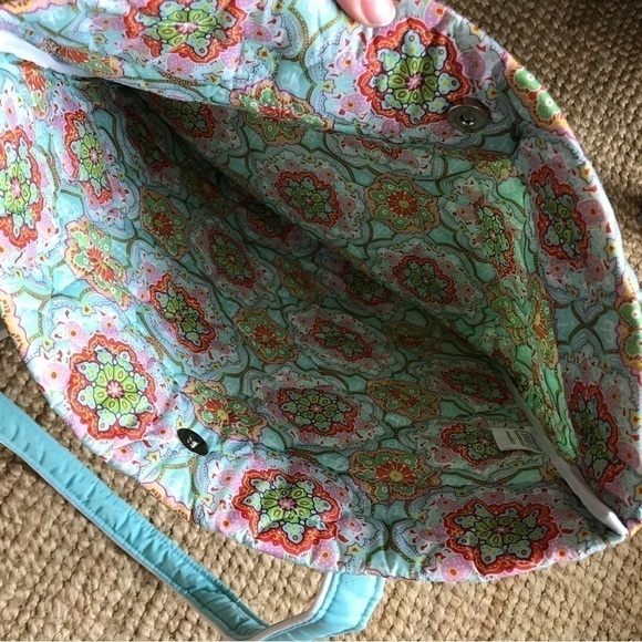 CINDA b turquoise nylon quilted purse/ handbag/ shoulder bag bucket bag. - Picture 4 of 8